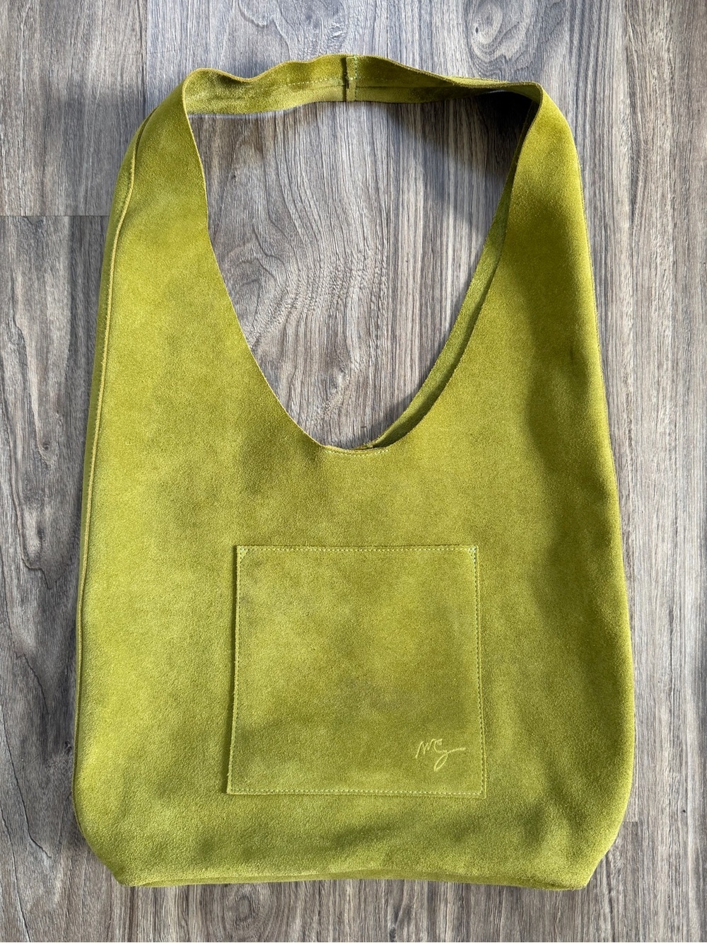 Molly G Green Suede Leather Hobo Shoulder Bag